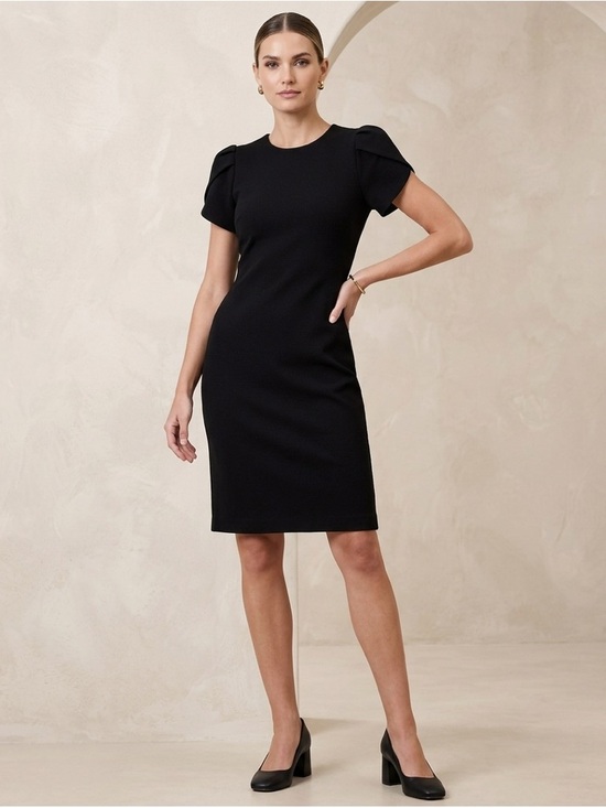 Calvin Klein Dresses & Skirts - NWT Calvin Klein Classic Black Midi Tulip Sleeve Dress Sz 6